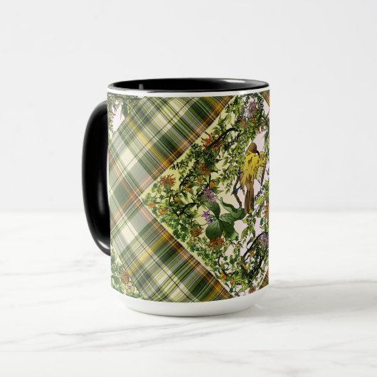 Mangrove Cuckoo/Kariertes Patchwork Tasse (Vorderseite Links)
