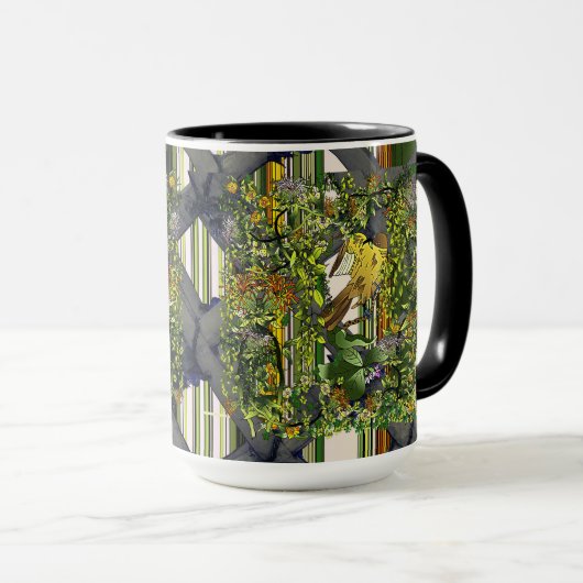 Mangrove Cuckoo/Trellis/Streifen Tasse (VorderseiteRechts)