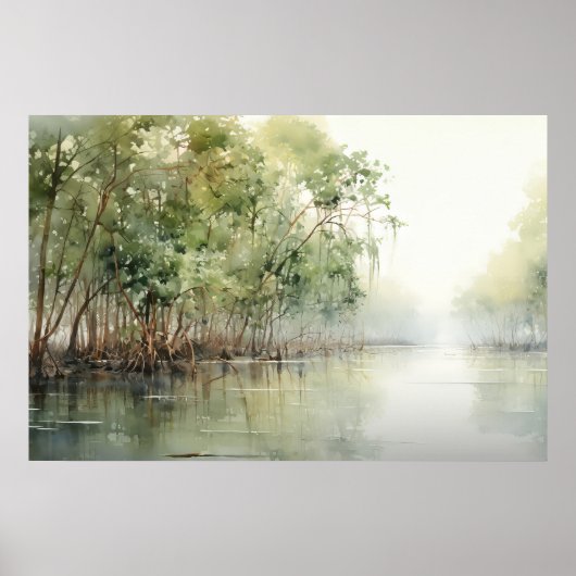 Mangrove Marvel: Wasserfarbe der lebendigen Mangro Poster (Vorne)