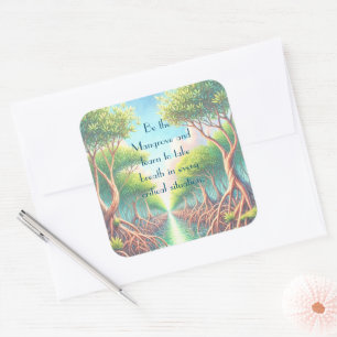 Mangrove & Quote-Karte Quadratischer Aufkleber