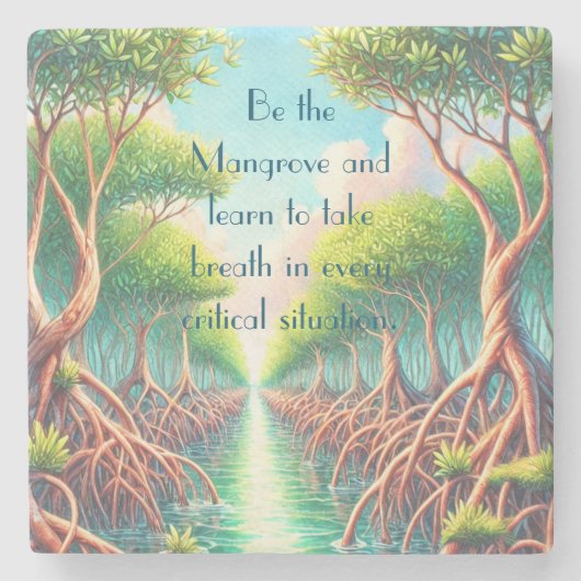 Mangrove & Quote Steinuntersetzer (Vorderseite)