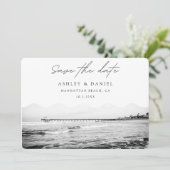 Manhattan Beach Black & White Foto speichern das D Einladung (Stehend Vorderseite)