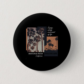 Manhattan Beach California Ca Retro  Button