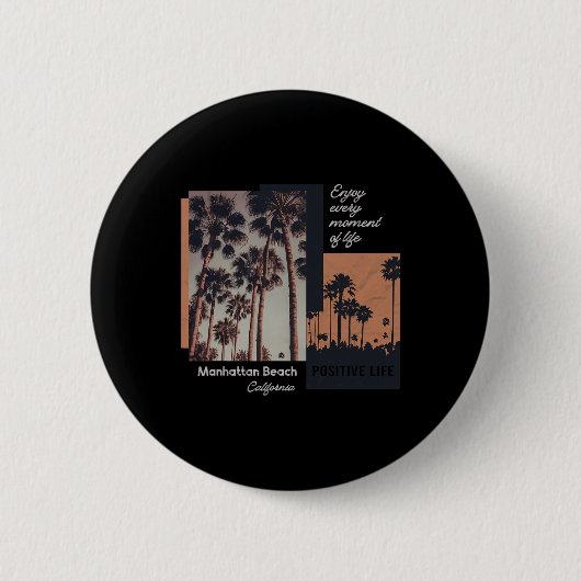 Manhattan Beach California Ca Retro  Button (Vorderseite)