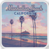 Manhattan Beach California Los Angeles Retro Aufkleber (Vorderseite)
