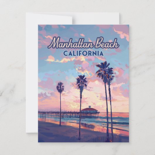 Manhattan Beach California Los Angeles Retro Card (Vorderseite)