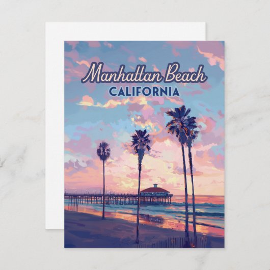 Manhattan Beach California Los Angeles Retro Card (Vorne/Hinten)