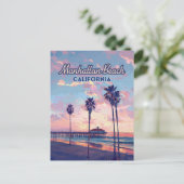 Manhattan Beach California Los Angeles Retro Postkarte (Stehend Vorderseite)