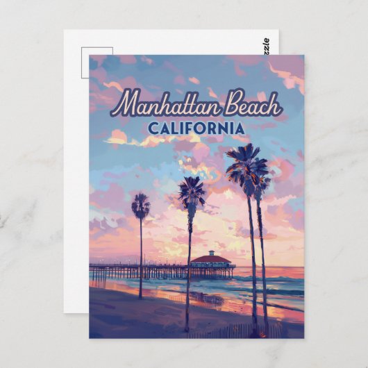 Manhattan Beach California Los Angeles Retro Postkarte (Vorne/Hinten)