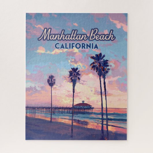 Manhattan Beach California Los Angeles Retro Puzzle (Vertikal)