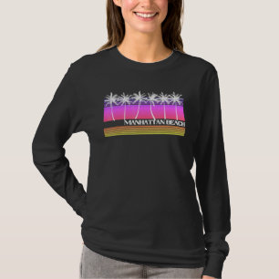 Manhattan Beach California Retro Style Vintag Sun T-Shirt