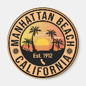 Manhattan Beach California Retro Sunset Souvenirs Magnet (Vorne)