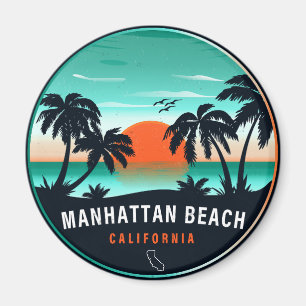 Manhattan Beach California Retro Sunset Souvenirs Magnet