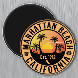 Manhattan Beach California Retro Sunset Souvenirs Magnet