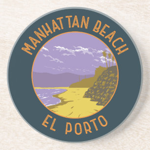 Manhattan Beach California Vintag Getränkeuntersetzer