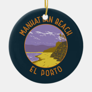 Manhattan Beach California Vintag Keramik Ornament