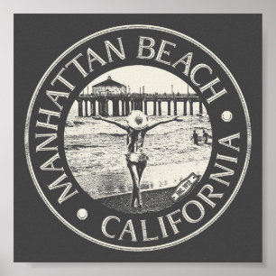 MANHATTAN BEACH LOS ANGELES CALIFORNIA VINTAG POSTER
