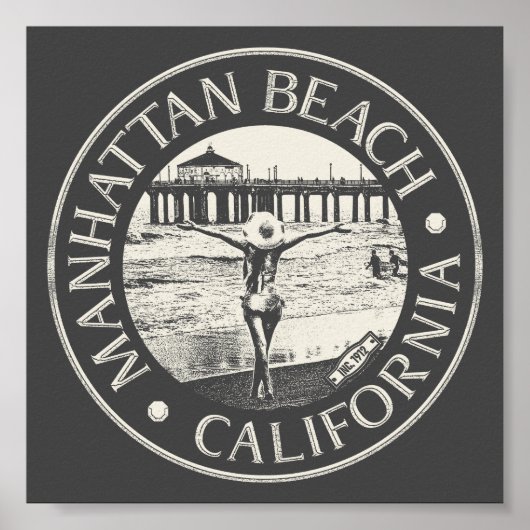 MANHATTAN BEACH LOS ANGELES CALIFORNIA VINTAG POSTER (Vorne)