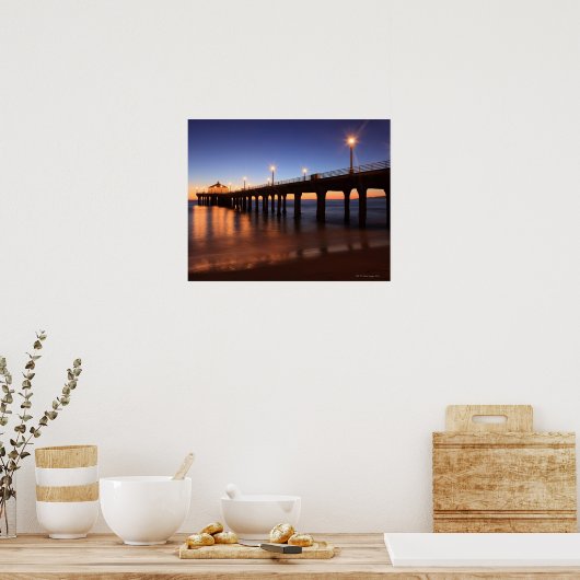 Manhattan Beach Pier bei Sonnenuntergang, Kaliforn Poster (Küche)