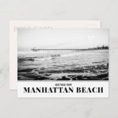 Manhattan Beach Pier, Black and White Postcard Postkarte (Vorne/Hinten)