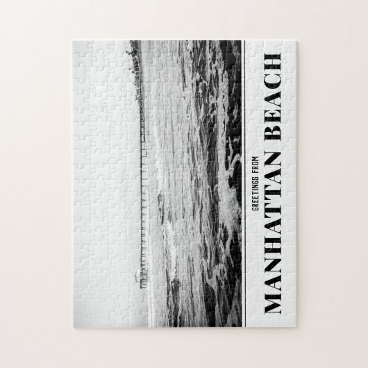 Manhattan Beach Pier Black and White Puzzle (Vertikal)