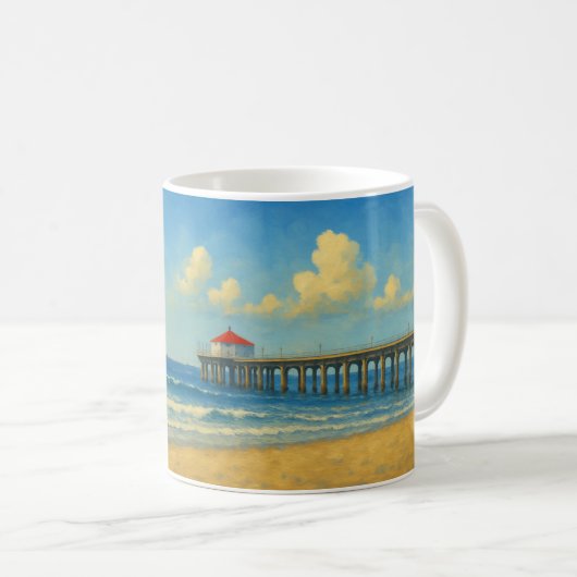 Manhattan Beach Pier mit Rotem Dach Kaffeetasse (VorderseiteRechts)