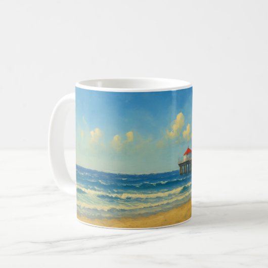 Manhattan Beach Pier mit Rotem Dach Kaffeetasse (Vorderseite Links)