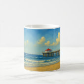Manhattan Beach Pier mit Rotem Dach Kaffeetasse (Mittel)