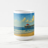 Manhattan Beach Pier mit Rotem Dach Kaffeetasse (Mittel)