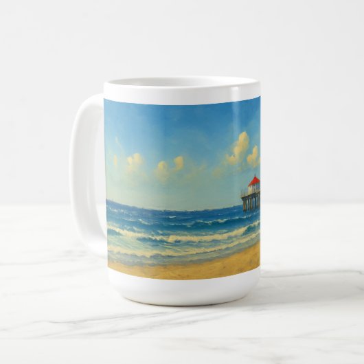 Manhattan Beach Pier mit Rotem Dach Kaffeetasse (Vorderseite Links)
