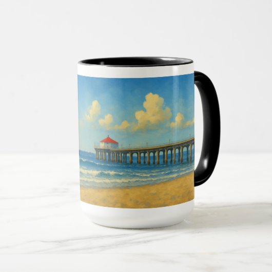 Manhattan Beach Pier mit Rotem Dach Tasse (VorderseiteRechts)