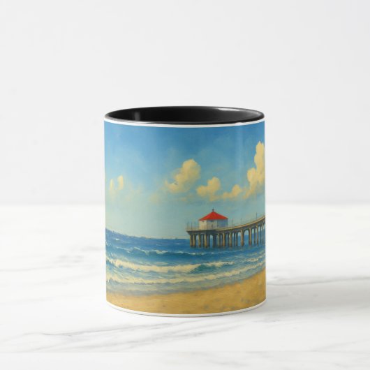 Manhattan Beach Pier mit Rotem Dach Tasse (Zentrum)