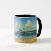 Manhattan Beach Pier mit Rotem Dach Tasse (VorderseiteRechts)