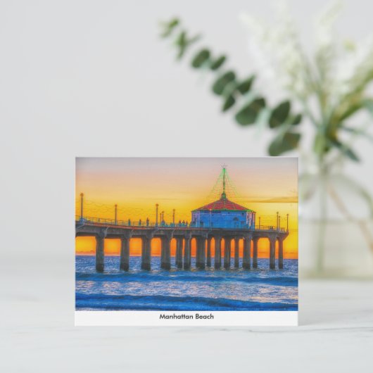 Manhattan Beach Pier Post Card Postkarte (Stehend Vorderseite)