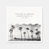 Manhattan Beach Wedding Custom Cocktail Napkin Serviette (Vorderseite)