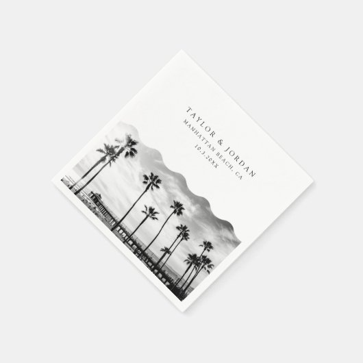 Manhattan Beach Wedding Custom Cocktail Napkin Serviette (Ecke)