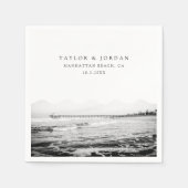 Manhattan Beach Wedding Custom Cocktail Napkin Serviette (Vorderseite)