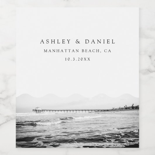 Manhattan Beach Wedding Weinetikett (Einzelnes Label)