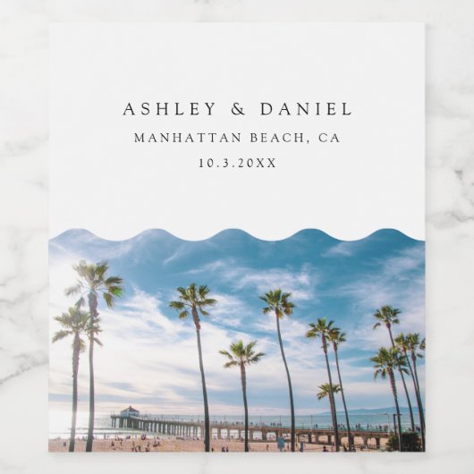 Manhattan Beach Wedding Weinetikett (Einzelnes Label)