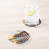 Manhattan- Beachpier-Sonnenuntergang Getränkeuntersetzer (Seite)