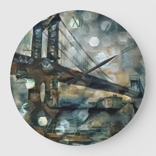 Manhattan Bridge abstrakt Große Wanduhr (Vorderseite)