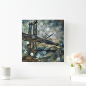 Manhattan Bridge abstrakt Quadratische Wanduhr (Zuhause)