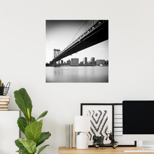 Manhattan Bridge and skyline, New York, USA. Poster (Heimbüro)