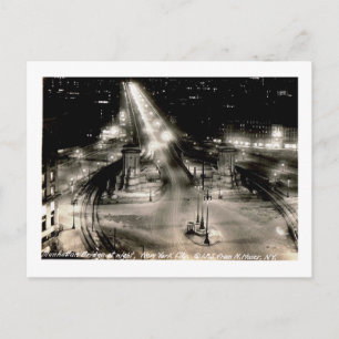 Manhattan Bridge bei Nacht, New York City Vintage Postkarte