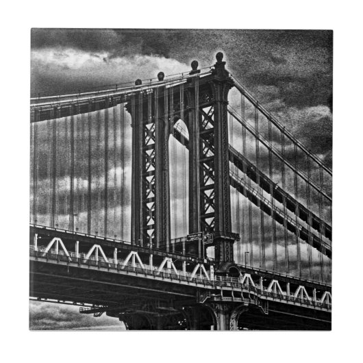Manhattan Bridge BW A1 von NYC Fliese (Vorderseite)