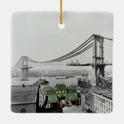 Manhattan Bridge Catharine Ferry New York Keramikornament (Rückseite)
