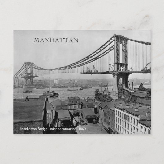 Manhattan Bridge im Bau 1909 Foto Postkarte (Vorderseite)