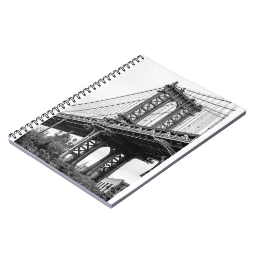 Manhattan Bridge in Black & White Notizblock (Linke Seite)