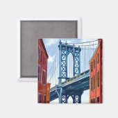 Manhattan Bridge New York City Gemälde Magnet (Vorderseite/Rückseite)