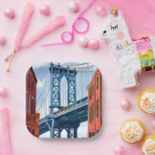 Manhattan Bridge New York City Gemälde Pappteller (Party)